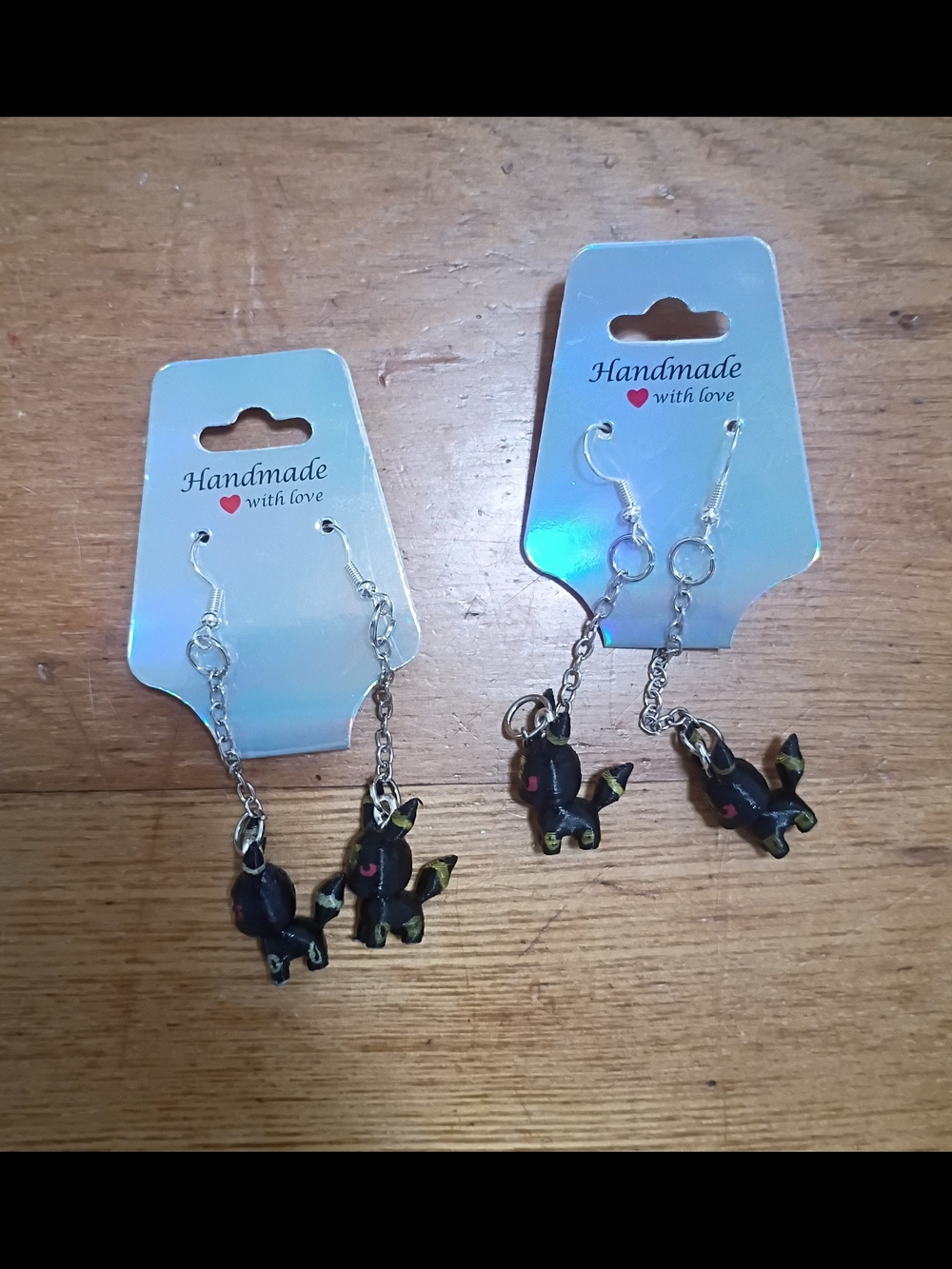 3d Printed Umbreon Asymmetrical Earrings